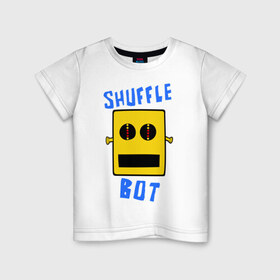 Детская футболка хлопок с принтом SHUFFLE BOT в городе Новоалтайск, 100% хлопок | круглый вырез горловины, полуприлегающий силуэт, длина до линии бедер | shuffle bot | бот | музыка | музыкальный автомат | робот