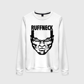 Женский свитшот хлопок с принтом Ruffneck в городе Новоалтайск, 100% хлопок | прямой крой, круглый вырез, на манжетах и по низу широкая трикотажная резинка  | dj | ruffneck | диджей | лицо | музыка | обложка