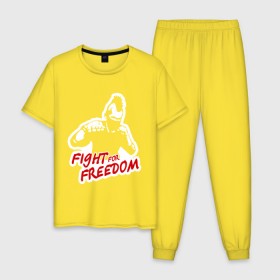 Мужская пижама хлопок с принтом Fight for freedom (Hardcore Punk) в городе Новоалтайск, 100% хлопок | брюки и футболка прямого кроя, без карманов, на брюках мягкая резинка на поясе и по низу штанин
 | fight for freedom | freedom | hardcore | hardcore punk | борец за свободу | панк | свобода | фридом