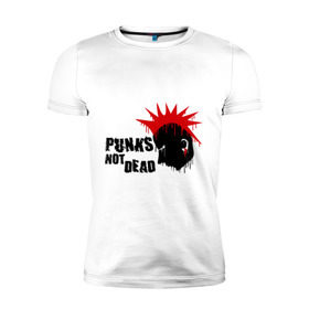 Мужская футболка премиум с принтом Punks not dead (1) в городе Новоалтайск, 92% хлопок, 8% лайкра | приталенный силуэт, круглый вырез ворота, длина до линии бедра, короткий рукав | punks | панк | панк не умрет | стиль панк