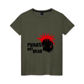 Женская футболка хлопок с принтом Punks not dead (1) в городе Новоалтайск, 100% хлопок | прямой крой, круглый вырез горловины, длина до линии бедер, слегка спущенное плечо | punks | панк | панк не умрет | стиль панк