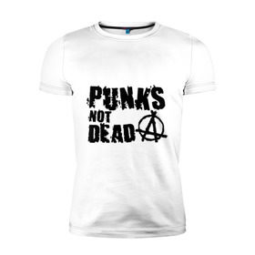 Мужская футболка премиум с принтом Punks not dead (2) в городе Новоалтайск, 92% хлопок, 8% лайкра | приталенный силуэт, круглый вырез ворота, длина до линии бедра, короткий рукав | punks | анархия | панк | панк не умрет | стиль панк