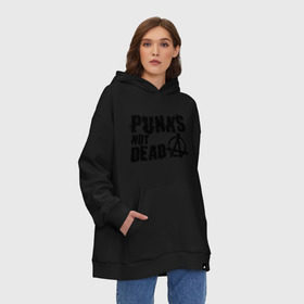 Худи SuperOversize хлопок с принтом Punks not dead (2) в городе Новоалтайск, 70% хлопок, 30% полиэстер, мягкий начес внутри | карман-кенгуру, эластичная резинка на манжетах и по нижней кромке, двухслойный капюшон
 | punks | анархия | панк | панк не умрет | стиль панк