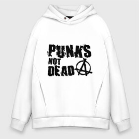 Мужское худи Oversize хлопок с принтом Punks not dead (2) в городе Новоалтайск, френч-терри — 70% хлопок, 30% полиэстер. Мягкий теплый начес внутри —100% хлопок | боковые карманы, эластичные манжеты и нижняя кромка, капюшон на магнитной кнопке | punks | анархия | панк | панк не умрет | стиль панк