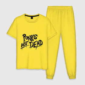 Мужская пижама хлопок с принтом Punks not dead в городе Новоалтайск, 100% хлопок | брюки и футболка прямого кроя, без карманов, на брюках мягкая резинка на поясе и по низу штанин
 | punks | панк | панк не умрет | стиль панк
