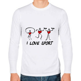 Мужской лонгслив хлопок с принтом I love sports в городе Новоалтайск, 100% хлопок |  | i love | sport | гимнастика | спорт | фитнес | я люблю