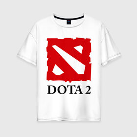 Женская футболка хлопок Oversize с принтом Logo Dota 2 в городе Новоалтайск, 100% хлопок | свободный крой, круглый ворот, спущенный рукав, длина до линии бедер
 | dota | dota 2 | media | дота | дота 2 | игры | компьютерные игры
