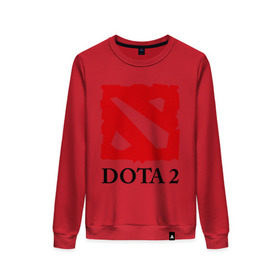 Женский свитшот хлопок с принтом Logo Dota 2 в городе Новоалтайск, 100% хлопок | прямой крой, круглый вырез, на манжетах и по низу широкая трикотажная резинка  | dota | dota 2 | media | дота | дота 2 | игры | компьютерные игры