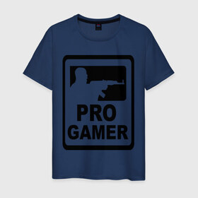 Мужская футболка хлопок с принтом Pro gamer (2) в городе Новоалтайск, 100% хлопок | прямой крой, круглый вырез горловины, длина до линии бедер, слегка спущенное плечо. | автомат | игра | игрок | комп | компьютерная игра | нуб | оружие | про | с автоматом