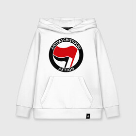 Детская толстовка хлопок с принтом Antifa (1) в городе Новоалтайск, 100% хлопок | Круглый горловой вырез, эластичные манжеты, пояс, капюшен | antifa | антифа | антифашизм | антифашистское движение | знак антифа | против фашизма | фашизм