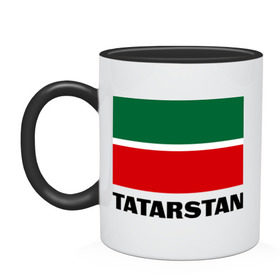 Кружка двухцветная с принтом Флаг Татарстана в городе Новоалтайск, керамика | объем — 330 мл, диаметр — 80 мм. Цветная ручка и кайма сверху, в некоторых цветах — вся внутренняя часть | Тематика изображения на принте: tatarstan | татарские | татарстан | татары | флаг | флаг татарстан