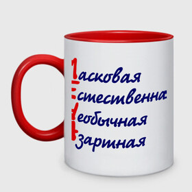 Кружка двухцветная с принтом Комплименты (Лена) в городе Новоалтайск, керамика | объем — 330 мл, диаметр — 80 мм. Цветная ручка и кайма сверху, в некоторых цветах — вся внутренняя часть | девушкам | елена | имена | комплименты | ласковая | лена