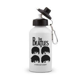 Бутылка спортивная с принтом The Beatles - A Hard Day `s Night в городе Новоалтайск, металл | емкость — 500 мл, в комплекте две пластиковые крышки и карабин для крепления | 60s | 60е | a hard days night | beatles | rock | the beatles | битлз | битлы | леннон | ленон | макартни | музыка | музыкальные группы | ретро | рок