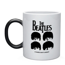 Кружка хамелеон с принтом The Beatles - A Hard Day `s Night в городе Новоалтайск, керамика | меняет цвет при нагревании, емкость 330 мл | Тематика изображения на принте: 60s | 60е | a hard days night | beatles | rock | the beatles | битлз | битлы | леннон | ленон | макартни | музыка | музыкальные группы | ретро | рок