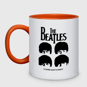 Кружка двухцветная с принтом The Beatles - A Hard Day's Night в городе Новоалтайск, керамика | объем — 330 мл, диаметр — 80 мм. Цветная ручка и кайма сверху, в некоторых цветах — вся внутренняя часть | 60s | 60е | a hard days night | beatles | rock | the beatles | битлз | битлы | леннон | ленон | макартни | музыка | музыкальные группы | ретро | рок