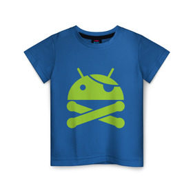 Детская футболка хлопок с принтом Android super user в городе Новоалтайск, 100% хлопок | круглый вырез горловины, полуприлегающий силуэт, длина до линии бедер | пират