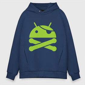 Мужское худи Oversize хлопок с принтом Android super user в городе Новоалтайск, френч-терри — 70% хлопок, 30% полиэстер. Мягкий теплый начес внутри —100% хлопок | боковые карманы, эластичные манжеты и нижняя кромка, капюшон на магнитной кнопке | пират