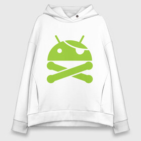 Женское худи Oversize хлопок с принтом Android super user в городе Новоалтайск, френч-терри — 70% хлопок, 30% полиэстер. Мягкий теплый начес внутри —100% хлопок | боковые карманы, эластичные манжеты и нижняя кромка, капюшон на магнитной кнопке | пират