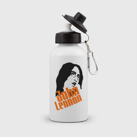 Бутылка спортивная с принтом Джон Леннон (John Lennon) в городе Новоалтайск, металл | емкость — 500 мл, в комплекте две пластиковые крышки и карабин для крепления | beatles | john lennon | the beatles | битлз | битлы | джон леннон | джон ленон | леннон | ленон | портрет