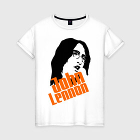 Женская футболка хлопок с принтом Джон Леннон (John Lennon) в городе Новоалтайск, 100% хлопок | прямой крой, круглый вырез горловины, длина до линии бедер, слегка спущенное плечо | beatles | john lennon | the beatles | битлз | битлы | джон леннон | джон ленон | леннон | ленон | портрет