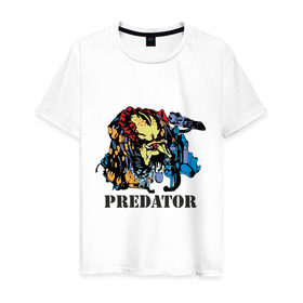 Мужская футболка хлопок с принтом Predator в городе Новоалтайск, 100% хлопок | прямой крой, круглый вырез горловины, длина до линии бедер, слегка спущенное плечо. | хищник