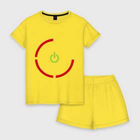 Женская пижама с шортиками хлопок с принтом Кнопка выключения (Power off) в городе Новоалтайск, 100% хлопок | футболка прямого кроя, шорты свободные с широкой мягкой резинкой | power off | выкл | выключить | кнопка выключения | кнопка выключить | пауэр | пауэр офф