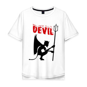 Мужская футболка хлопок Oversize с принтом Devil (3) в городе Новоалтайск, 100% хлопок | свободный крой, круглый ворот, “спинка” длиннее передней части | бесенок | демон | дьявол | дьяволенок | монстрик | чертик