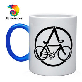 Кружка хамелеон с принтом Anarchy Bike в городе Новоалтайск, керамика | меняет цвет при нагревании, емкость 330 мл | Тематика изображения на принте: anarchy | bike | анархизм | анархия | байк | велик | велосипед | велосипед анархия
