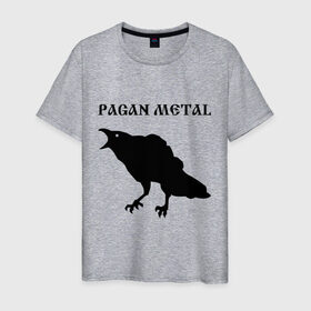 Мужская футболка хлопок с принтом pagan metal в городе Новоалтайск, 100% хлопок | прямой крой, круглый вырез горловины, длина до линии бедер, слегка спущенное плечо. | metal | pagan metal | ворон | ворона | метал | музыка | пейган метал | языческий метал