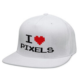 Кепка снепбек с прямым козырьком с принтом Love pixels в городе Новоалтайск, хлопок 100% |  | 8 bit | i love | i love pixels | pixel | пиксел | пиксель | я люблю | я люблю пиклелы