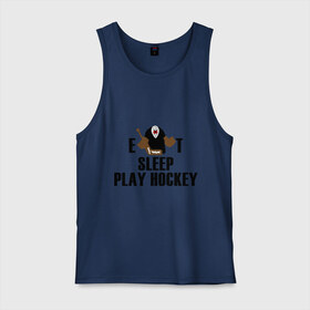 Мужская майка хлопок с принтом Eat sleep play hockey в городе Новоалтайск, 100% хлопок |  | hockey | nhl | ешь | играй в хоккей | нхл | спи | хоккей