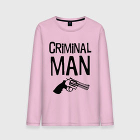 Мужской лонгслив хлопок с принтом Criminal man в городе Новоалтайск, 100% хлопок |  | бандит | бандиты | валера | для пацанов | криминал | пацанские | пацаны | пистолет | револьвер