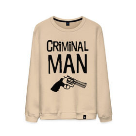 Мужской свитшот хлопок с принтом Criminal man в городе Новоалтайск, 100% хлопок |  | бандит | бандиты | валера | для пацанов | криминал | пацанские | пацаны | пистолет | револьвер