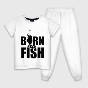Детская пижама хлопок с принтом Born to fish в городе Новоалтайск, 100% хлопок |  брюки и футболка прямого кроя, без карманов, на брюках мягкая резинка на поясе и по низу штанин
 | born to fish | для рыбака | крючок | на крючке | рыба | рыбак | рыбаку | рыбалка | улов