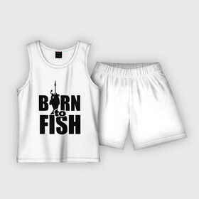 Детская пижама с шортами хлопок с принтом Born to fish в городе Новоалтайск,  |  | Тематика изображения на принте: born to fish | для рыбака | крючок | на крючке | рыба | рыбак | рыбаку | рыбалка | улов