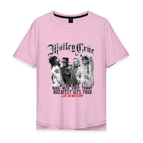 Мужская футболка хлопок Oversize с принтом Motley Crue Live in Moscow в городе Новоалтайск, 100% хлопок | свободный крой, круглый ворот, “спинка” длиннее передней части | Тематика изображения на принте: motley crue
