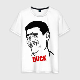 Мужская футболка хлопок с принтом Яо Минг Duck face в городе Новоалтайск, 100% хлопок | прямой крой, круглый вырез горловины, длина до линии бедер, слегка спущенное плечо. | yao ming | дак фейс | утиное лицо