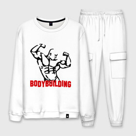 Мужской костюм хлопок с принтом бодибилдинг(bodybuilding) в городе Новоалтайск, 100% хлопок | на свитшоте круглая горловина, мягкая резинка по низу. Брюки заужены к низу, на них два вида карманов: два “обычных” по бокам и два объемных, с клапанами, расположенные ниже линии бедра. Брюки с мягкой трикотажной резинкой на поясе и по низу штанин. В поясе для дополнительного комфорта — широкие завязки | bodybuilding | бодибилдинг | для качков | качкам | силовой спорт | силовой экстрим | спорт