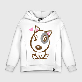 Детское худи Oversize хлопок с принтом Doggy in love в городе Новоалтайск, френч-терри — 70% хлопок, 30% полиэстер. Мягкий теплый начес внутри —100% хлопок | боковые карманы, эластичные манжеты и нижняя кромка, капюшон на магнитной кнопке | влюбленная собака | дог | пес | собака | собачка | щенок
