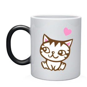 Кружка хамелеон с принтом Kitty in love в городе Новоалтайск, керамика | меняет цвет при нагревании, емкость 330 мл | влюбленная кошка | влюбленный котенок | киса | китти | кот | котенок | кошка | кошки
