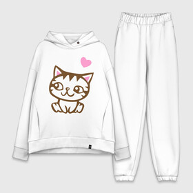 Женский костюм хлопок Oversize с принтом Kitty in love в городе Новоалтайск,  |  | влюбленная кошка | влюбленный котенок | киса | китти | кот | котенок | кошка | кошки