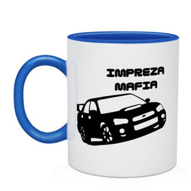Кружка двухцветная с принтом Impreza mafia в городе Новоалтайск, керамика | объем — 330 мл, диаметр — 80 мм. Цветная ручка и кайма сверху, в некоторых цветах — вся внутренняя часть | дрифт