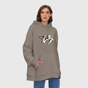 Худи SuperOversize хлопок с принтом Nashville Predators Radulov - Радулов 47 в городе Новоалтайск, 70% хлопок, 30% полиэстер, мягкий начес внутри | карман-кенгуру, эластичная резинка на манжетах и по нижней кромке, двухслойный капюшон
 | национальная хоккейная лига | нхл | радулов
