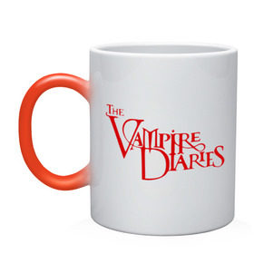 Кружка хамелеон с принтом The Vampire Diaries в городе Новоалтайск, керамика | меняет цвет при нагревании, емкость 330 мл | the vampire diaries | дневники вампира | лого | логотип | сериалы | тв