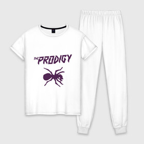 Женская пижама хлопок с принтом The Prodigy паук в городе Новоалтайск, 100% хлопок | брюки и футболка прямого кроя, без карманов, на брюках мягкая резинка на поясе и по низу штанин | prodigy | the prodigy | паук | продеджи | продиджи | продиджы