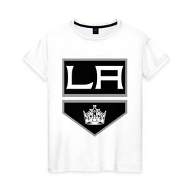 Женская футболка хлопок с принтом Los Angeles Kings - Лос Анджелес в городе Новоалтайск, 100% хлопок | прямой крой, круглый вырез горловины, длина до линии бедер, слегка спущенное плечо | la | los angeles kings | nhl | кубок стенли | лос анджелес кингс | нхл | хоккей