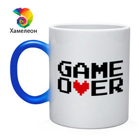 Кружка хамелеон с принтом game over 8 bit в городе Новоалтайск, керамика | меняет цвет при нагревании, емкость 330 мл | 8 bit | 8 бит | 8bit | 8бит | game over | игра окончена