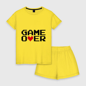 Женская пижама с шортиками хлопок с принтом game over 8 bit в городе Новоалтайск, 100% хлопок | футболка прямого кроя, шорты свободные с широкой мягкой резинкой | 8 bit | 8 бит | 8bit | 8бит | game over | игра окончена