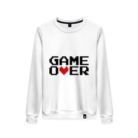 Женский свитшот хлопок с принтом game over 8 bit в городе Новоалтайск, 100% хлопок | прямой крой, круглый вырез, на манжетах и по низу широкая трикотажная резинка  | 8 bit | 8 бит | 8bit | 8бит | game over | игра окончена