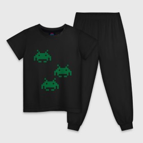 Детская пижама хлопок с принтом Space invaders 8 bit в городе Новоалтайск, 100% хлопок |  брюки и футболка прямого кроя, без карманов, на брюках мягкая резинка на поясе и по низу штанин
 | 8 bit | 8 бит | 8bit | 8бит | space invaders | космические захватчики